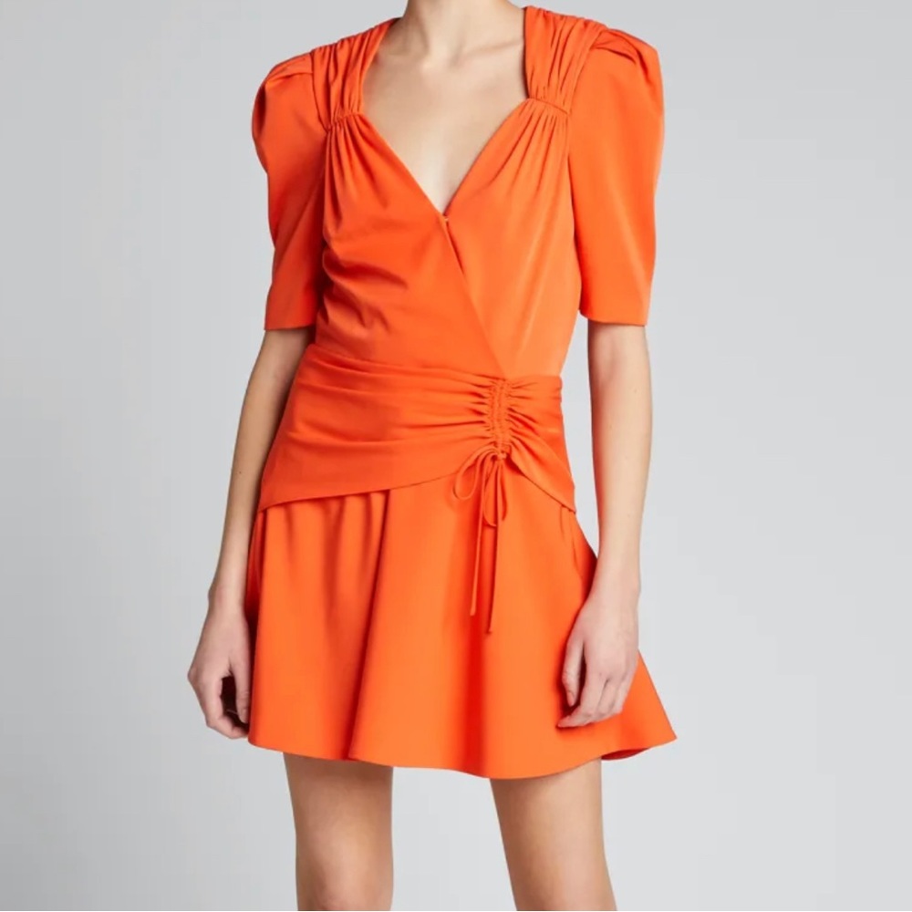 Jonathan Simkhai Lilit Puff-Front Draped Mini Dress Poppy (orange/red) 8 NWT